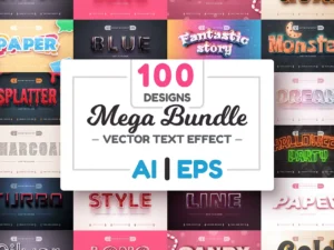 cover image bundle 100 editable text effects