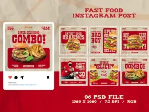 cover image burger restaurant social media banner design set