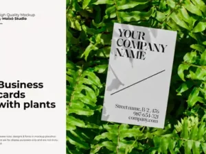 cover image business card mockup with plants set