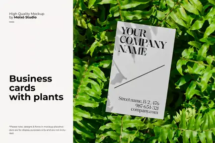 Business Card Mockup With Plants Set
