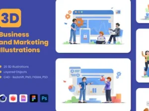 cover image business and marketing 3d illustration