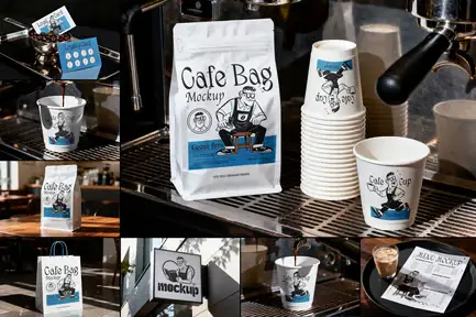 Adobe Photoshop Photo Overlay Bundle - 16 Overlays 6 cover image cafe branding mockup 1