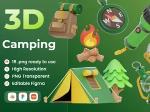cover image camping 3d illustration