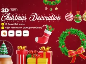 cover image christmas decoration 3d icon set