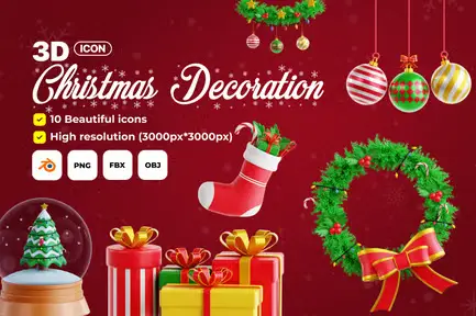 Christmas Decoration - 3D Icon Set