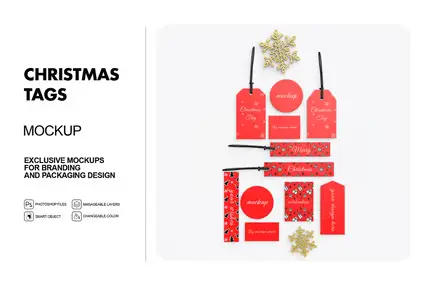 Christmas Tags Mockup