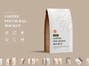 cover image coffee pouch packaging design mockup