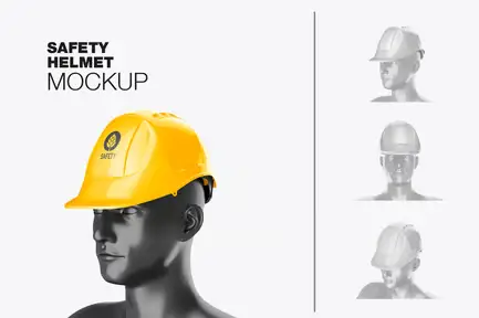 Construction Helmet with Manikin Mockup