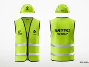 cover image construction helmet with safety vest mockup