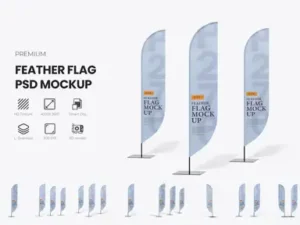 cover image convex feather bow sail flag mockup