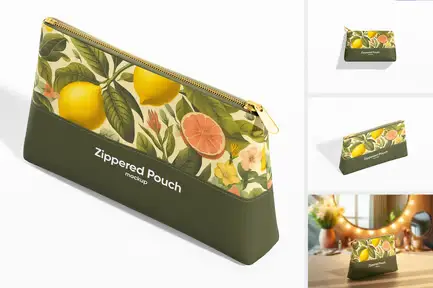 Cosmetic Zipper Pouch Mockup