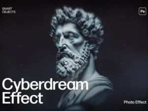 cover image cyberdream hologram photo effect template