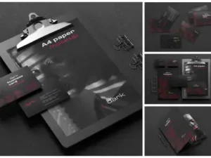 cover image dark stationery branding mockup set