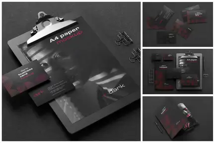 Dark Stationery Branding Mockup Set
