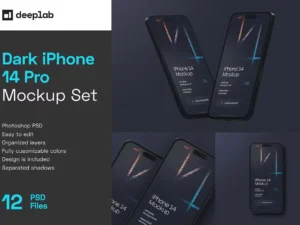 cover image dark iphone 14 pro mockup set