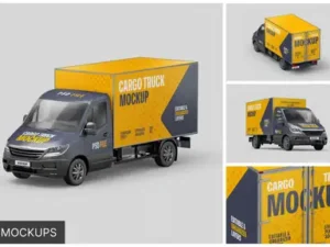 cover image delivery truck mockup set