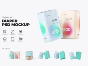 cover image diaper packaging psd mockup