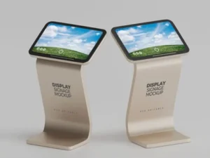 cover image digital display signage stand mockup