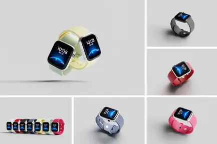 Digital Smartwatch Screen Mockups