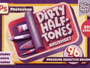cover image dirty halftones photoshop brush set