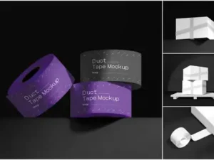 cover image duct tape with cardboard box psd mockups