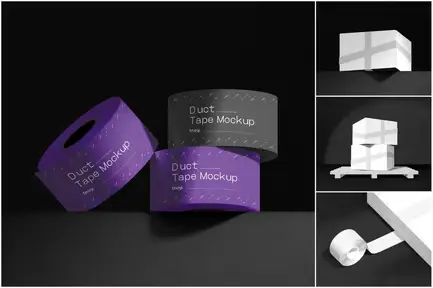 Duct Tape with Cardboard Box Psd Mockups