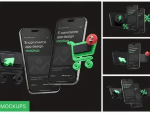 cover image e commerce app smartphone mockup set