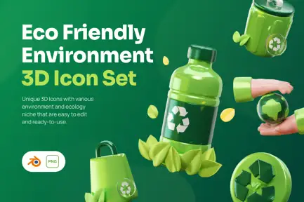 Eco-Friendly Environment 3D Icon Set