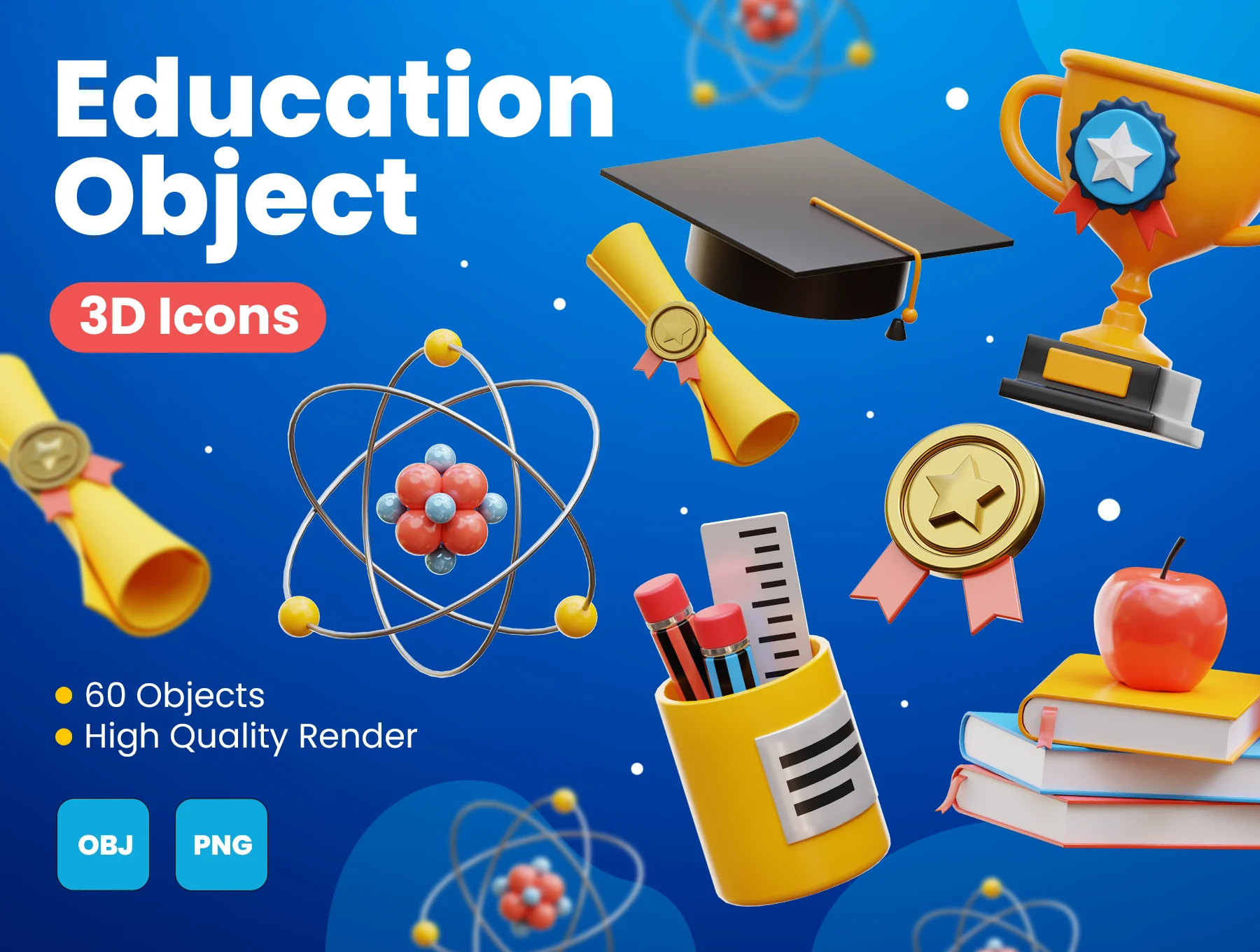 Education Object 3D Icons
