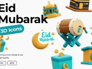 cover image eid mubarak 3d icons