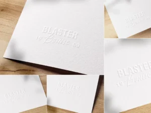 cover image embossed logo mockups on white paper