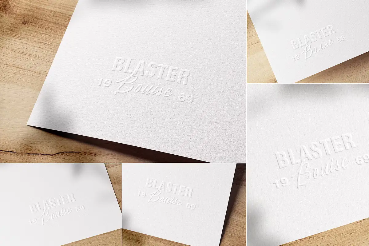 Embossed Logo Mockups on White Paper