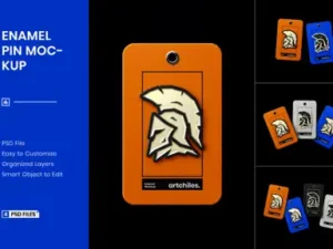 cover image enamel pin mockup