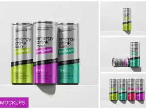 cover image energy drink can mockup set