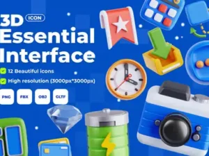 cover image essential interface v1 3d icon set