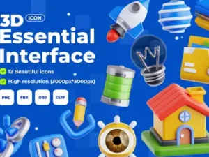 cover image essential interface v2 3d icon set