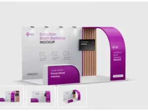 cover image exhibition stand mockup set booth backdrop