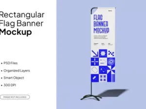 cover image feather flag vertical banner mockup