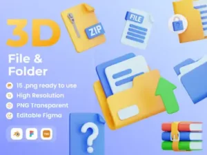cover image file and folder 3d illustration