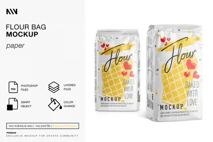Flour Bag Mockup Front View