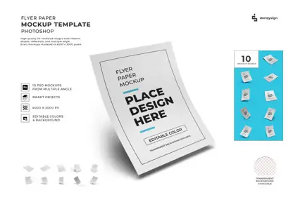 Flyer Paper Mockup Template Set