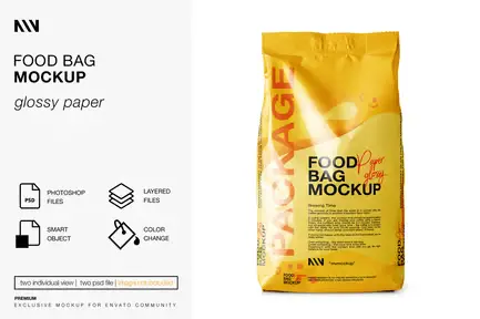Food Bag Mockup Glossy