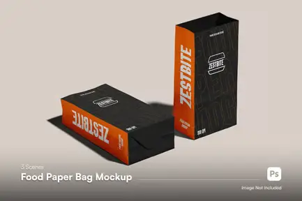 Food Paper Bag Mockup