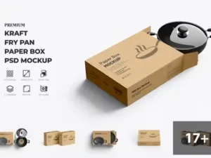cover image fry pan box packaging mockup