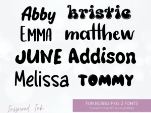 cover image fun bubble font bundle children font birthday cards invitations birthday parties scrapbooking text file for cricut and silhouette