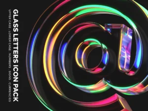 cover image glass letters 3d icon pack