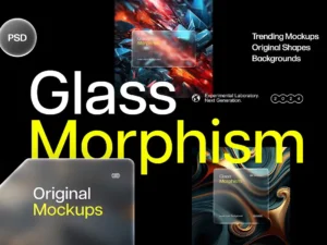 cover image glass morphism frosted mockups