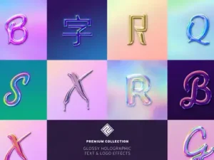 cover image glossy holographic text logo effects