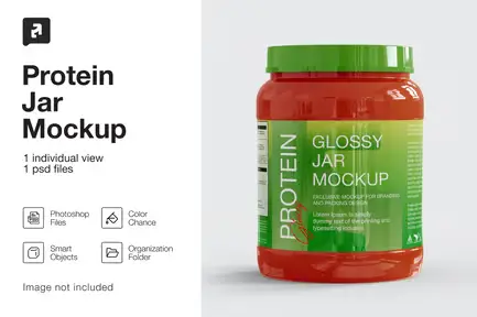 Glossy Protein Jar Mockup