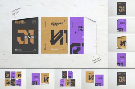 Glued Poster Mockup Set